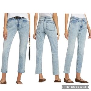 Rag & Bone Dre Low-Rise Slim Boyfriend Raw Hem Jeans Light Blue Asher Wash Sz 32